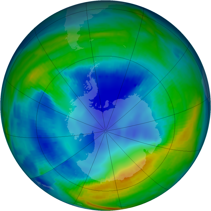 Antarctic ozone map for 10 August 1997